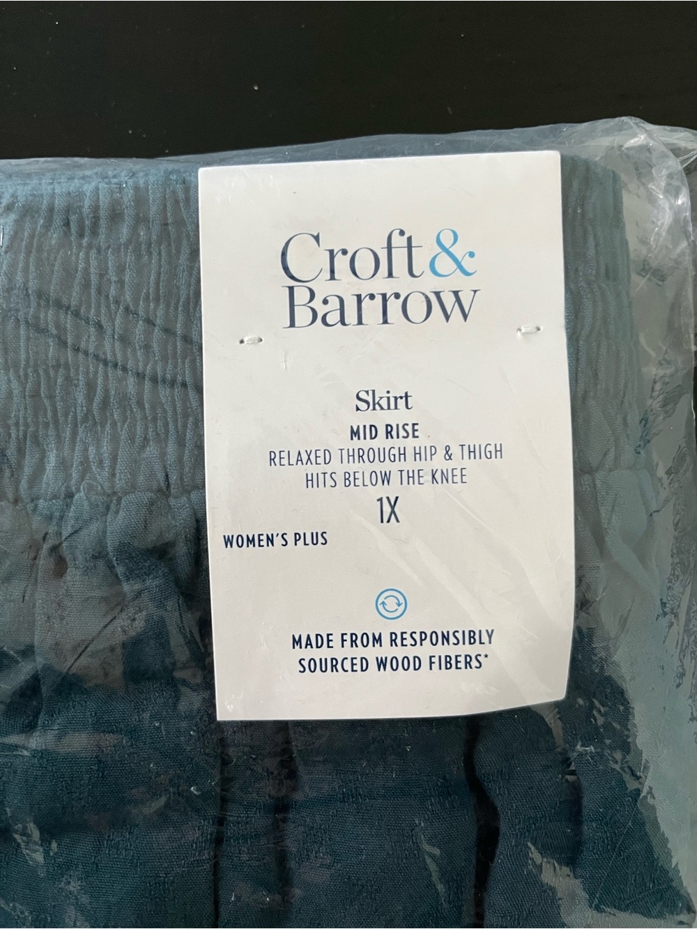 croft & barrow women’s blue-greenish mid-rise skirt